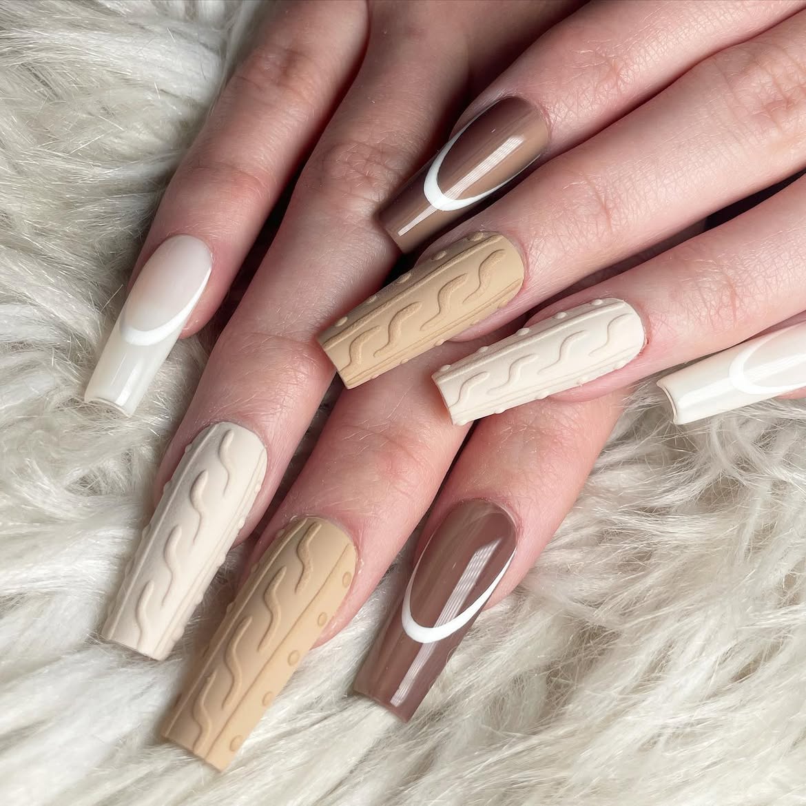 Cozy Cable Knit French Tips