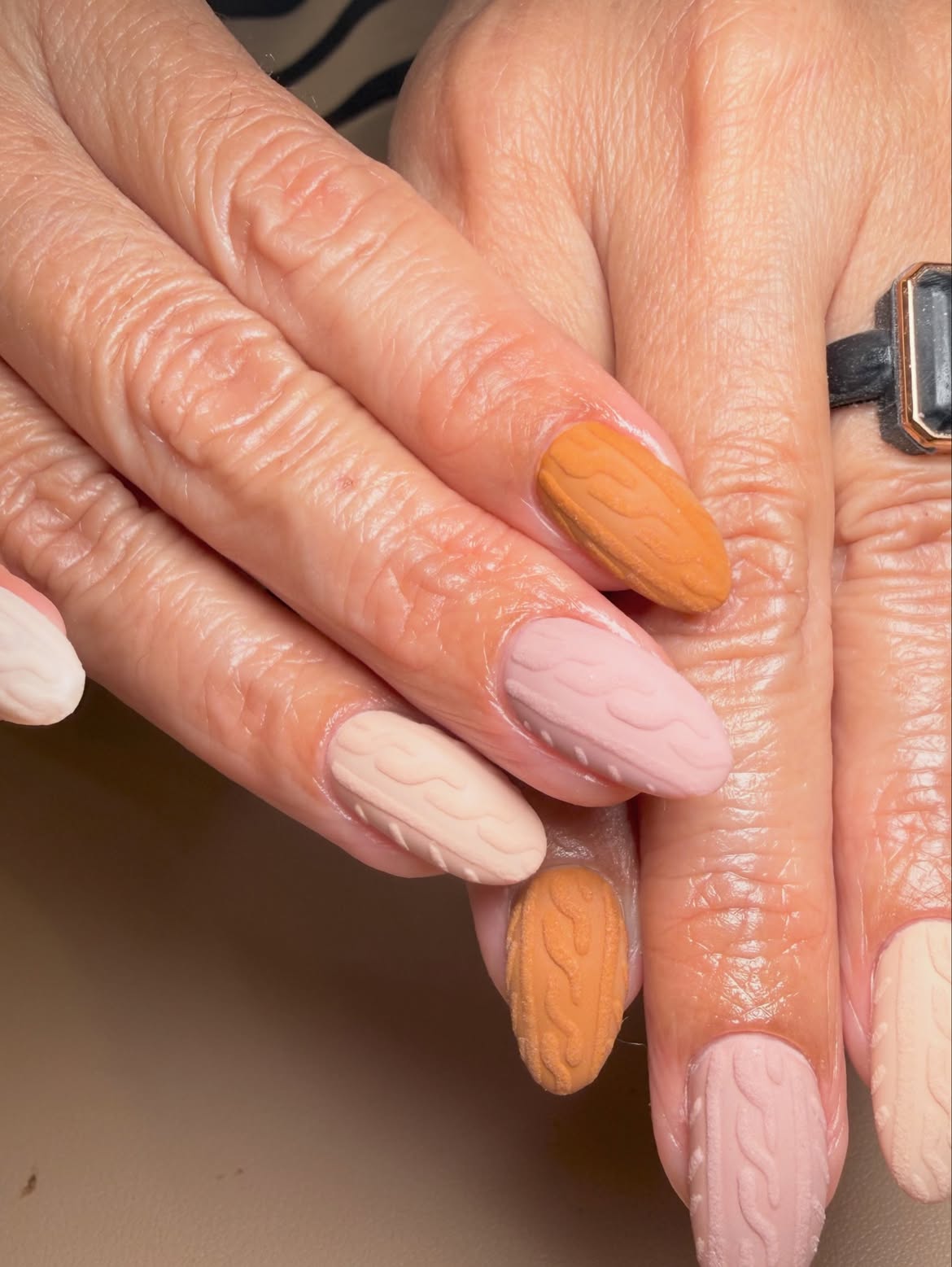 Cozy Cable Knit Matte Almond Nails