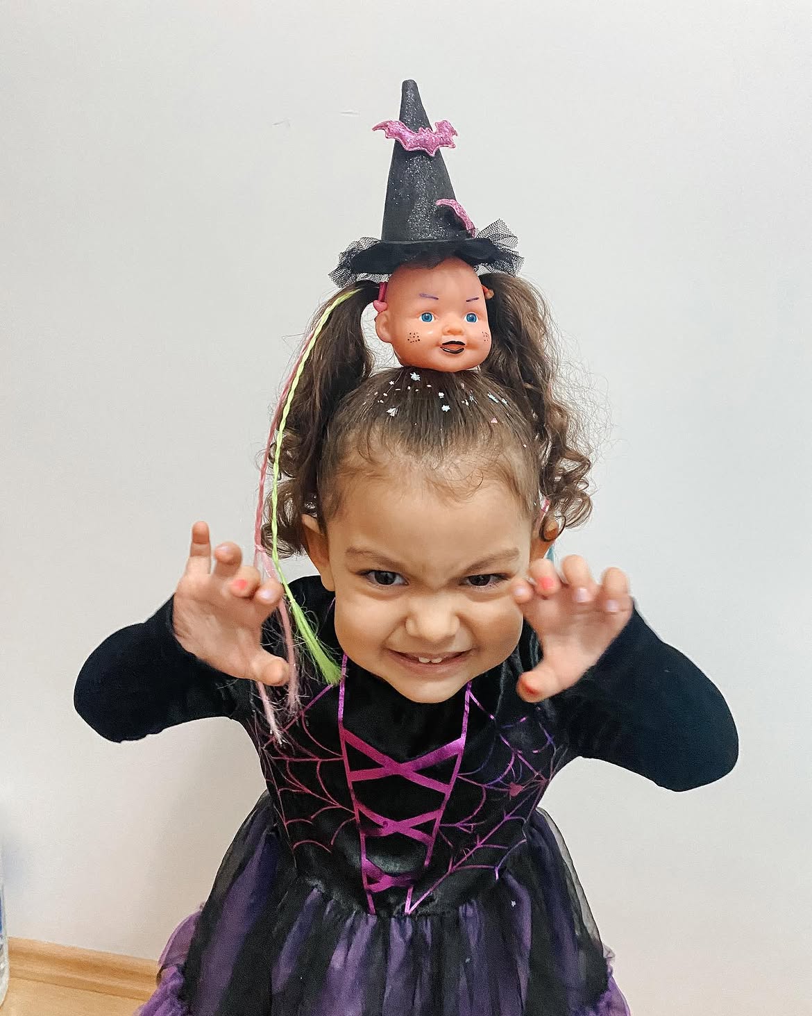 Creepy Doll Head Halloween Pigtails For Kids