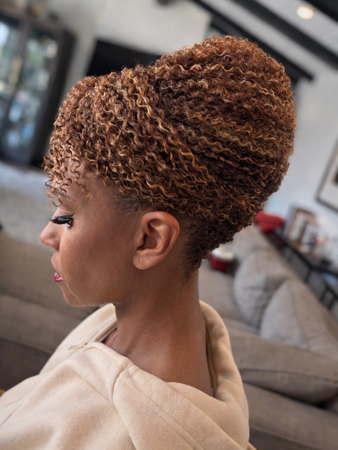 Crown High Bun With Chestnut Highlights