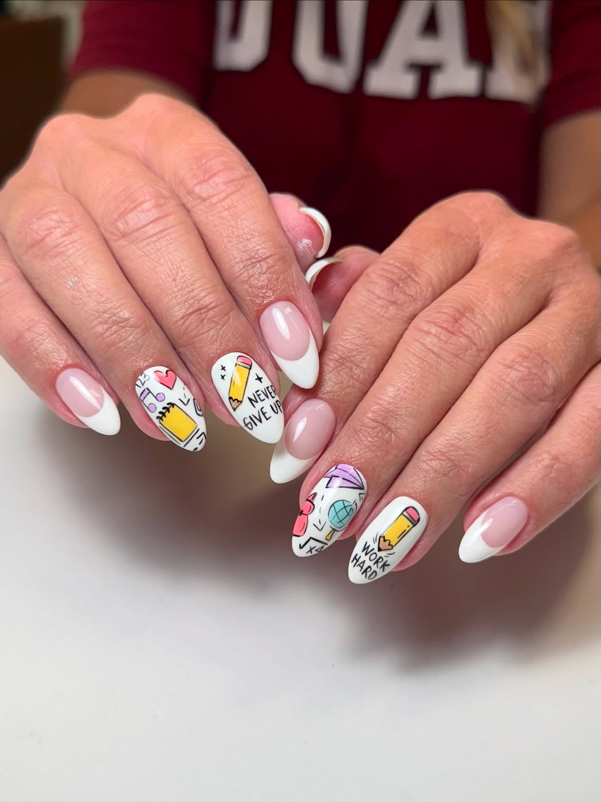 Cute Back To School French Tip Nail Art