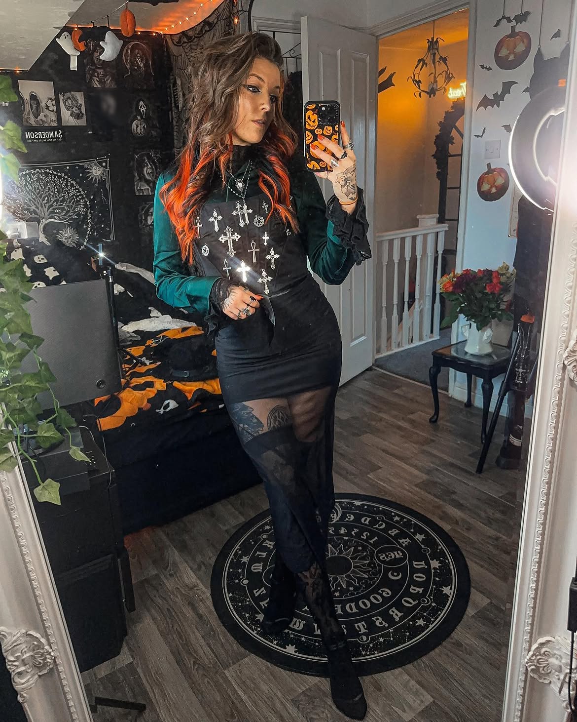 Dark Academia Velvet Corset With Lace Maxi Skirt