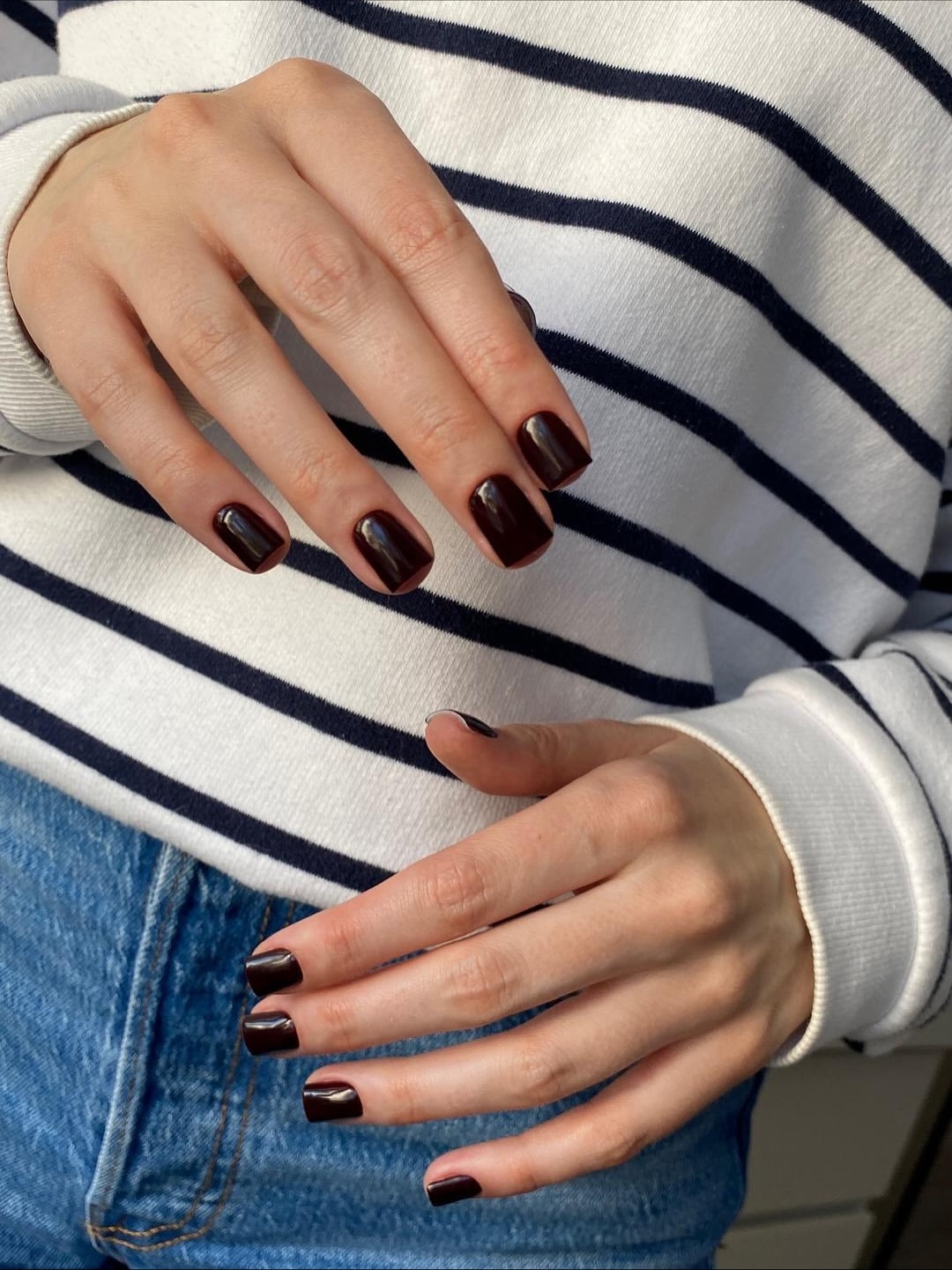 Dark Chocolate Glossy Square Nails