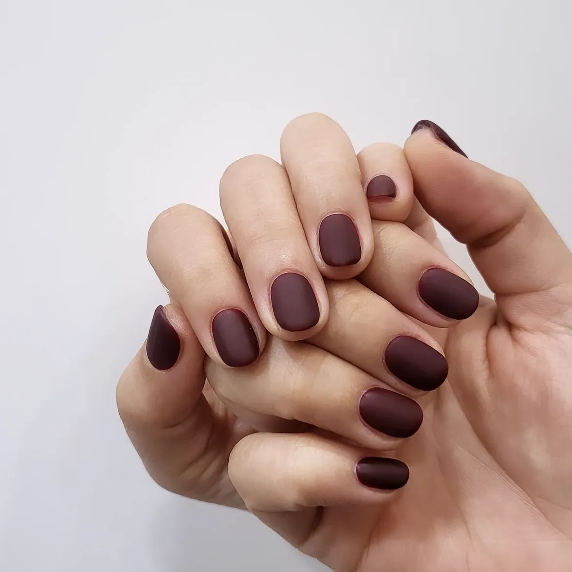 Decadent Deep Plum Matte Oval Nails