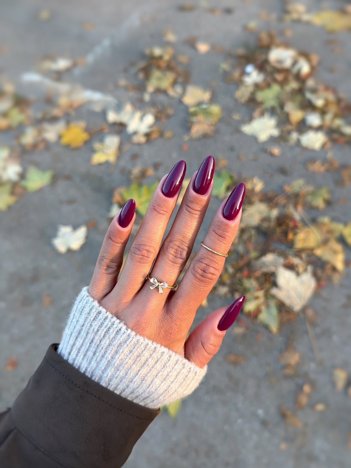 Deep Berry Glossy Almond Nails