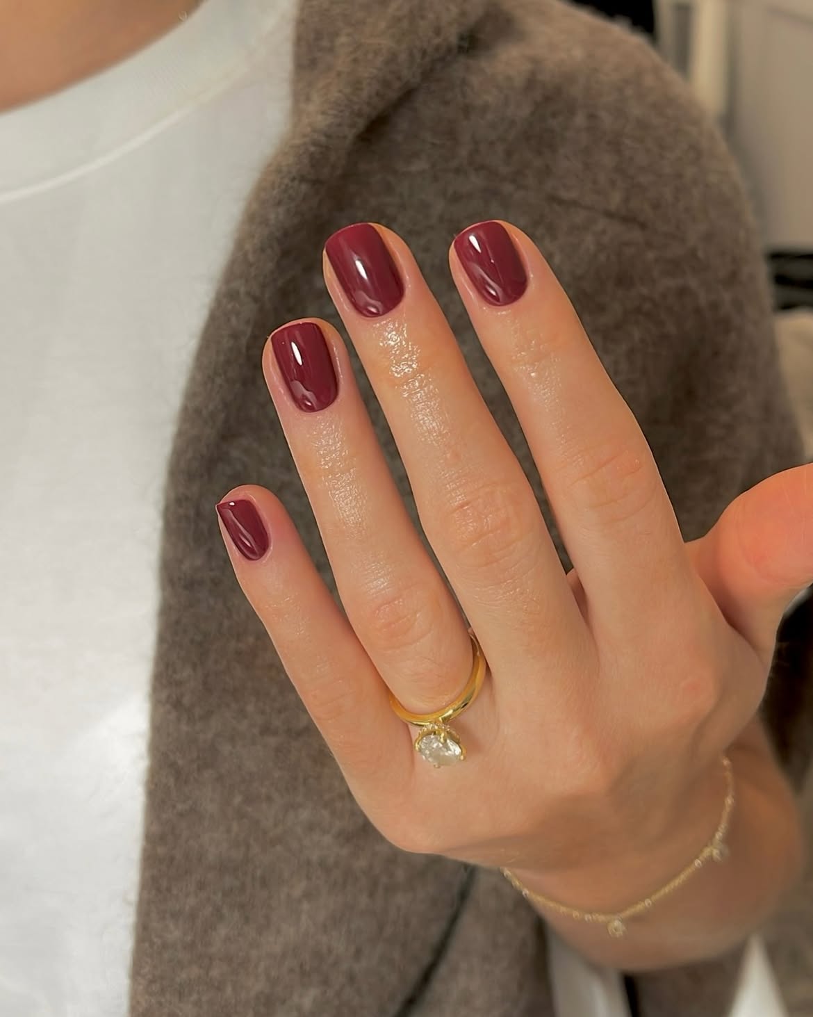 Deep Berry Glossy Medium Squoval Nails