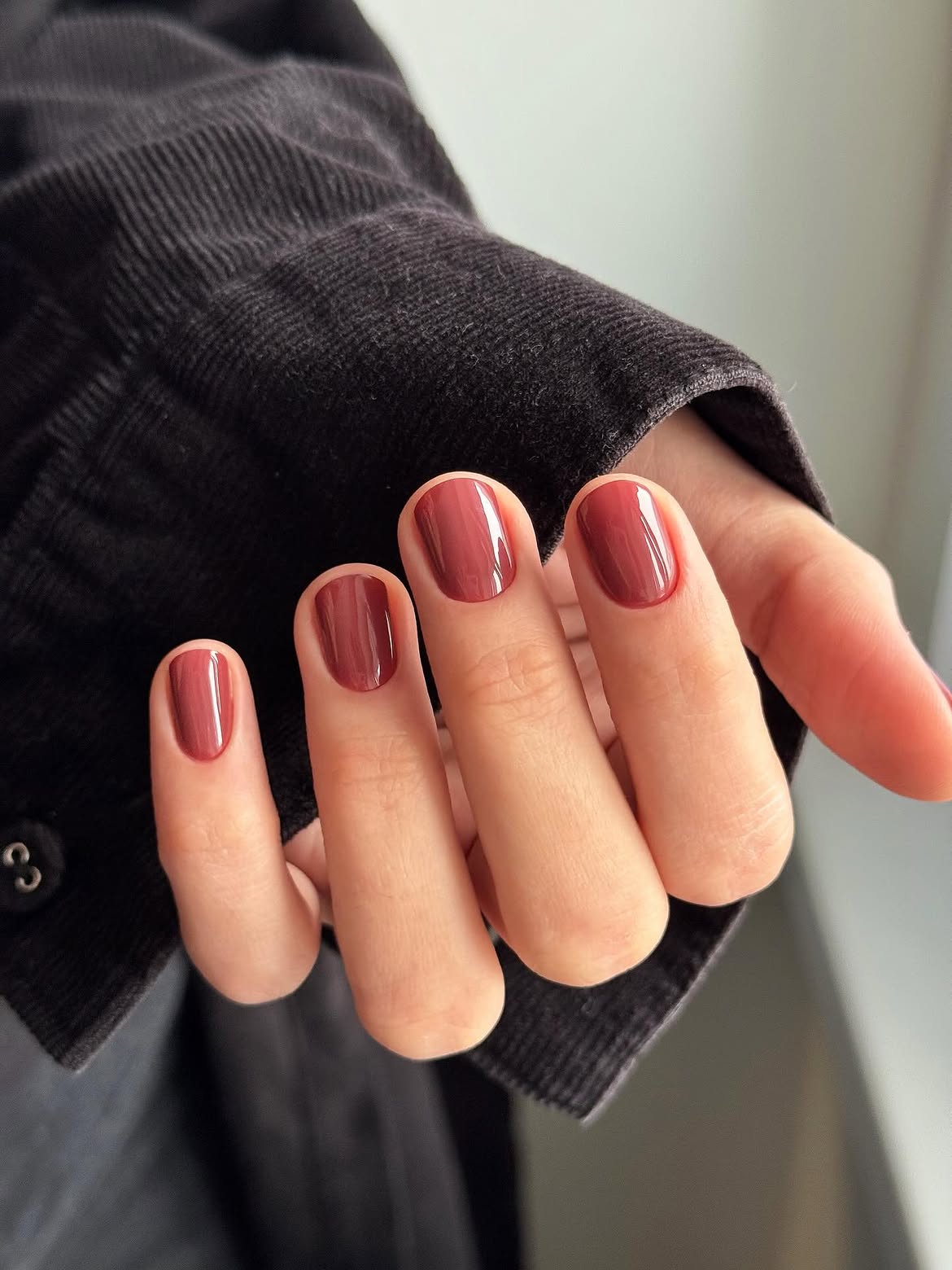 Deep Berry Glossy Medium Squoval Nails