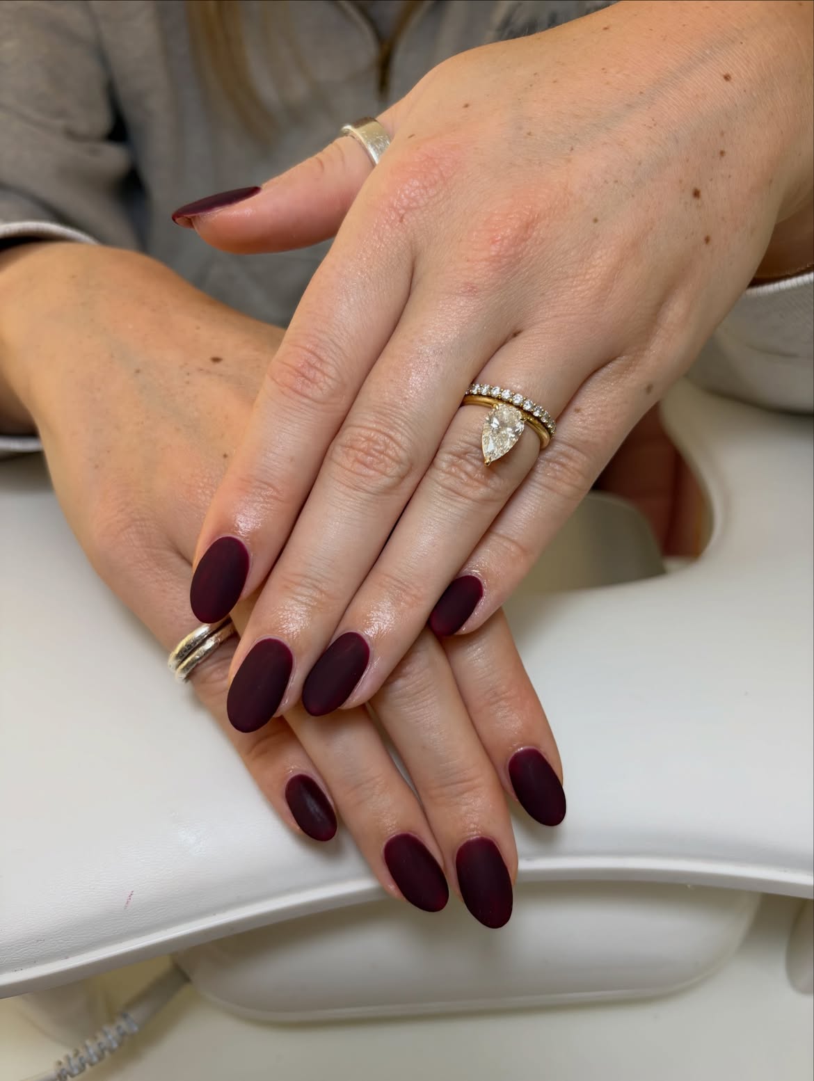 Deep Berry Matte Oval Nails