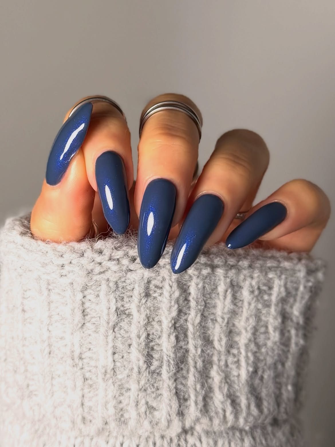 Deep Blue Shimmer Coffin Nails