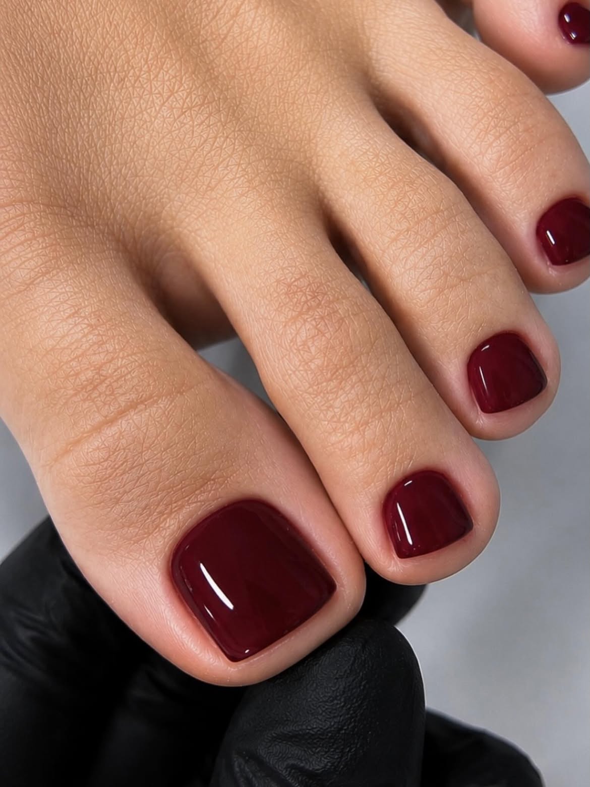 Deep Burgundy Glossy Pedicure