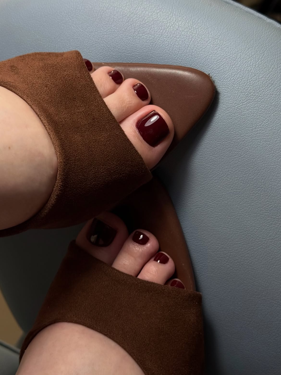 Deep Burgundy Glossy Square Pedicure