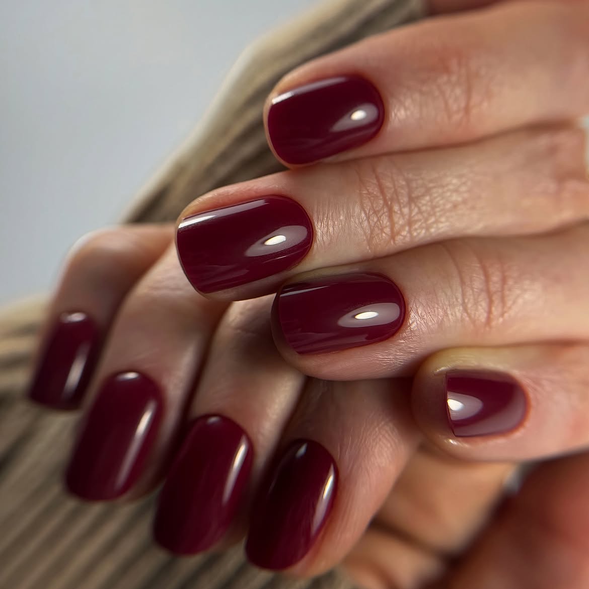 Deep Burgundy High Gloss Nails