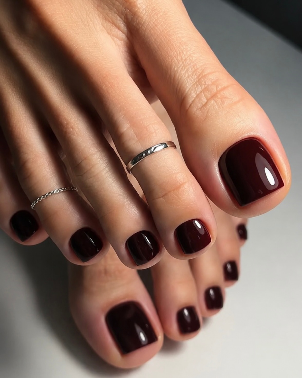 Deep Burgundy High Gloss Pedicure