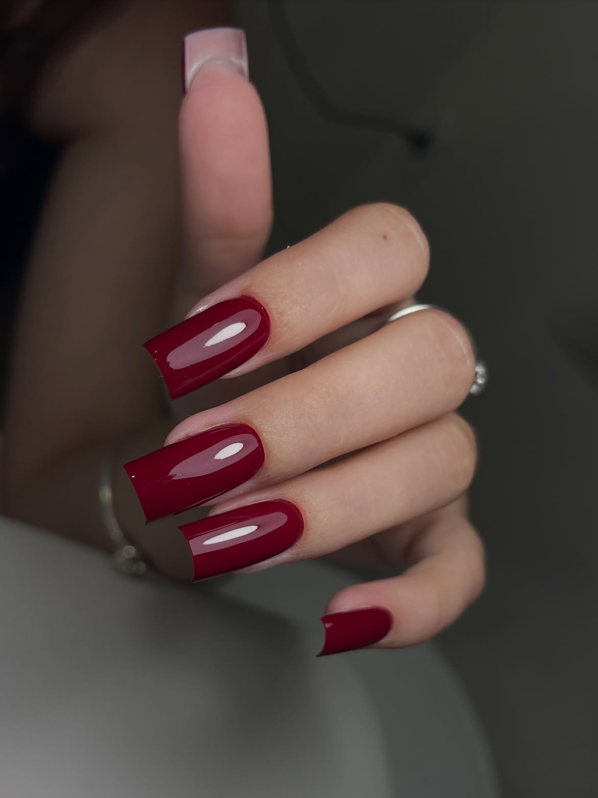 Deep Burgundy High Gloss Square Nails