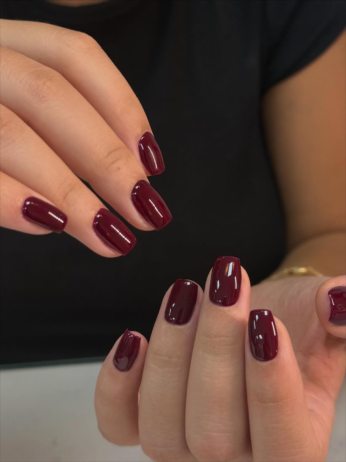 Deep Burgundy High Gloss Square Nails