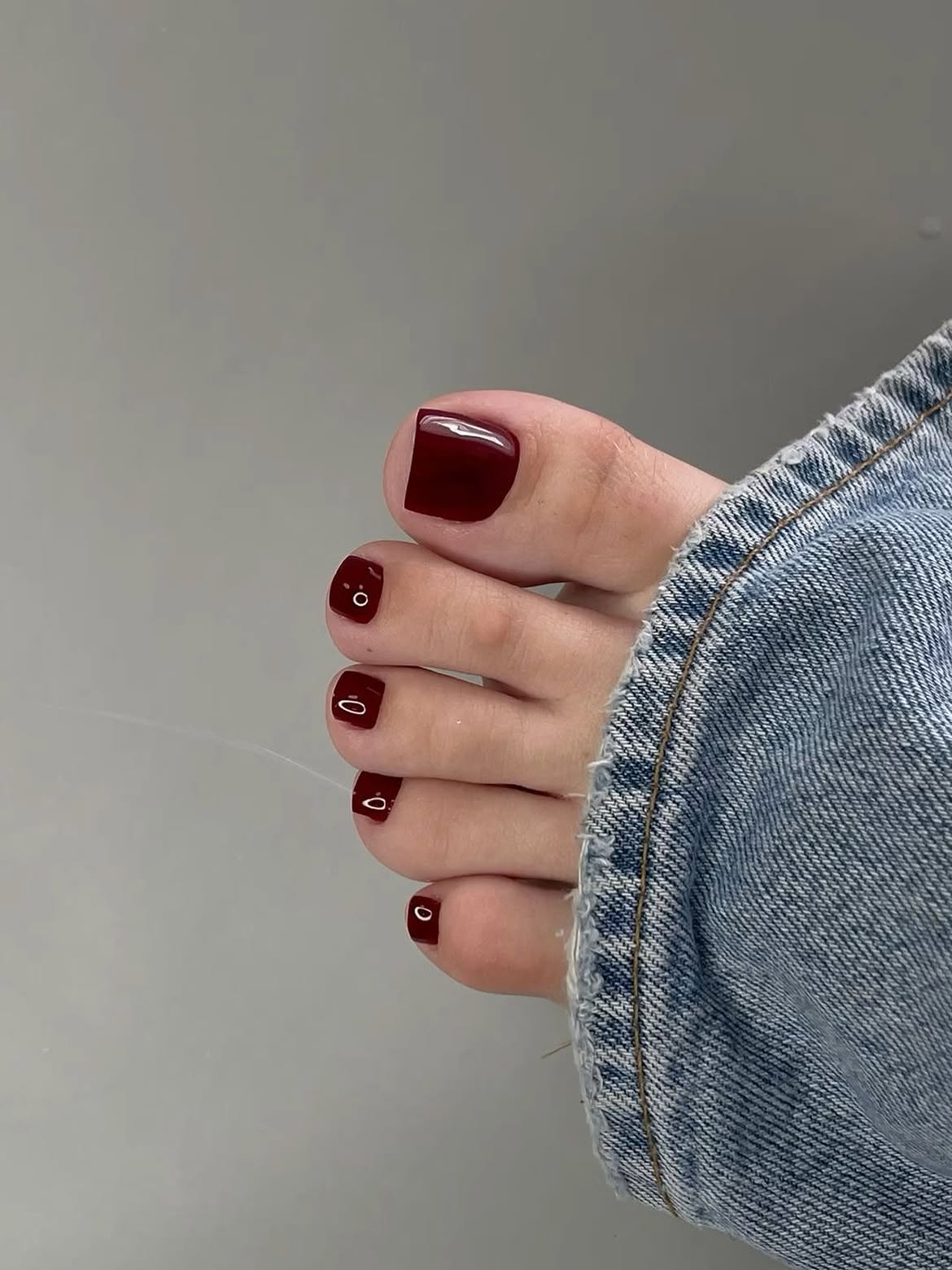 Deep Burgundy High-Gloss Toe Pedicure