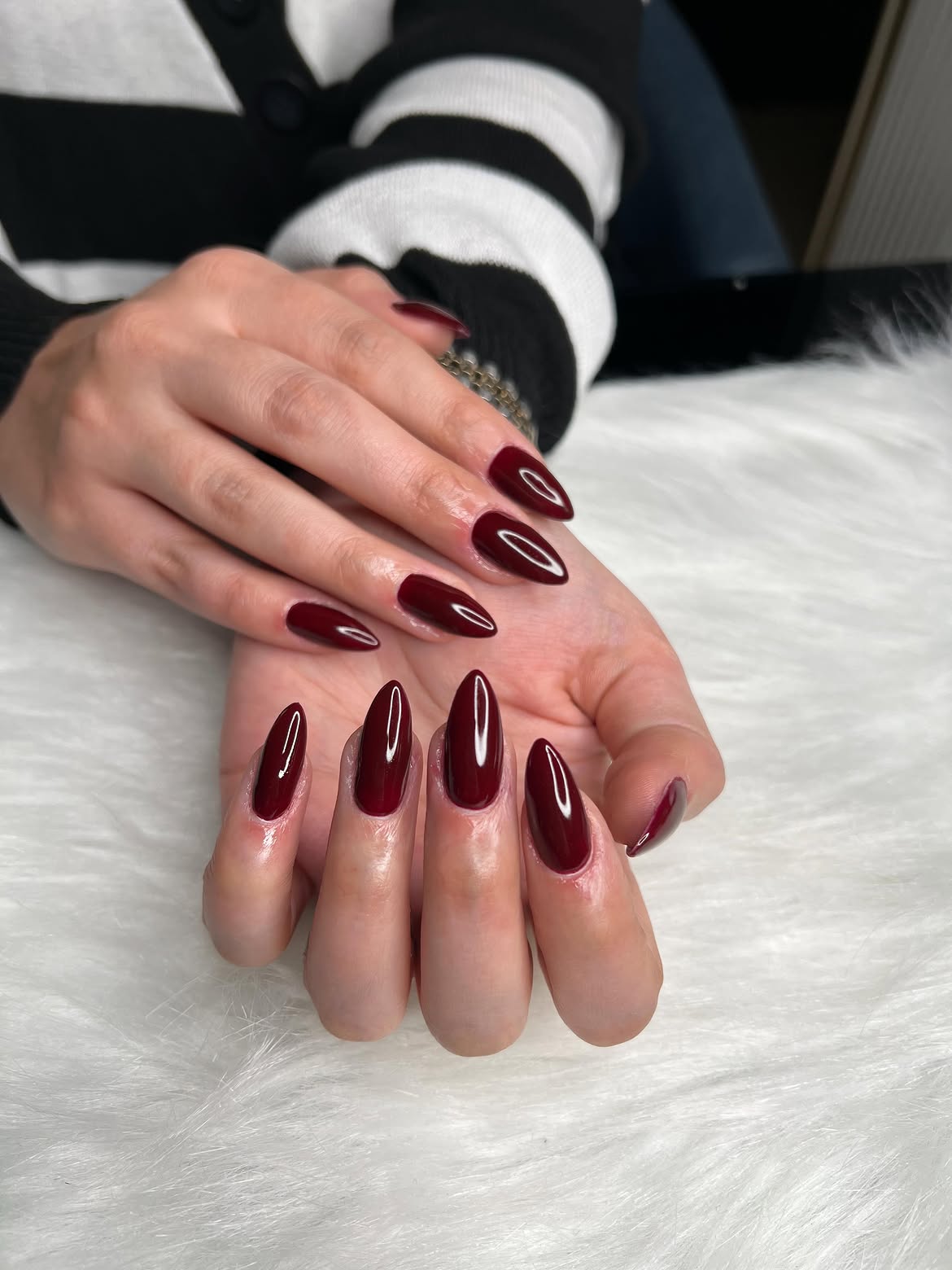 Deep Burgundy Stiletto Glossy Nails