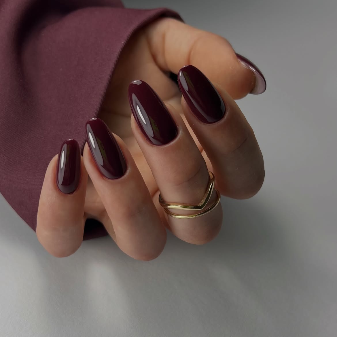 Deep Burgundy Stiletto Glossy Nails