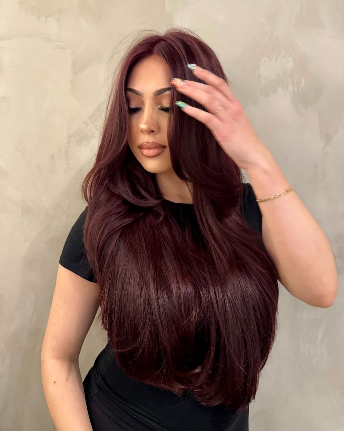Deep Cherry Cola Layers With Subtle Auburn Highlights