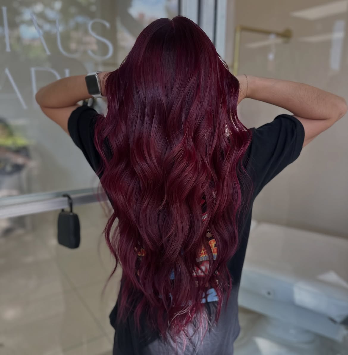 Deep Cherry Cola Waves With Subtle Red Highlights