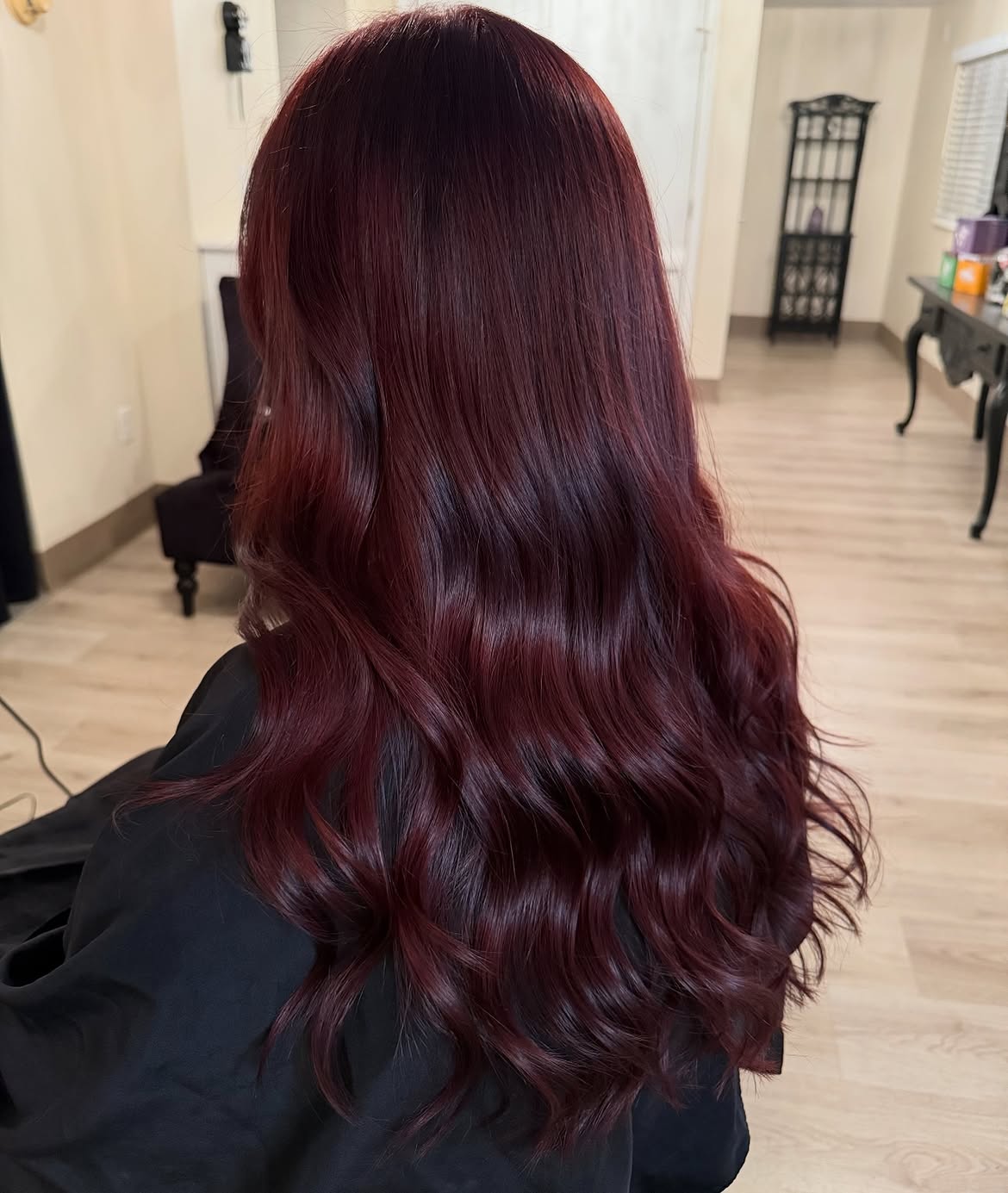 Deep Cherry Red Glossy Waves