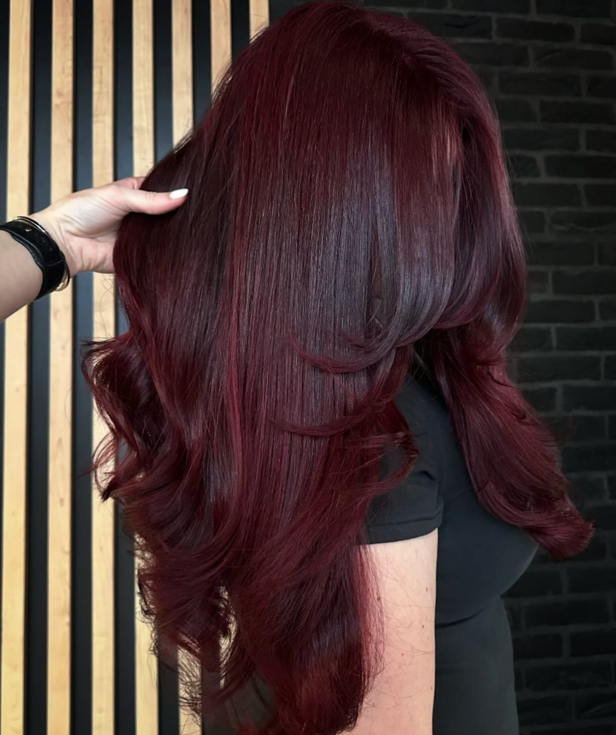Deep Cherry Red Layered Waves