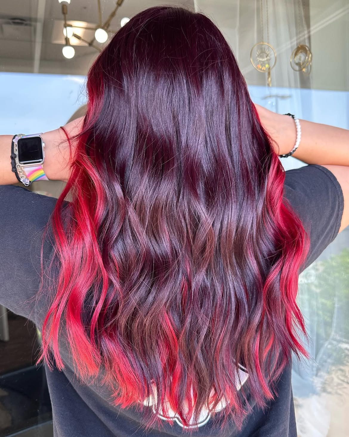 Deep Cherry Red Ombre With Bold Scarlet Ends