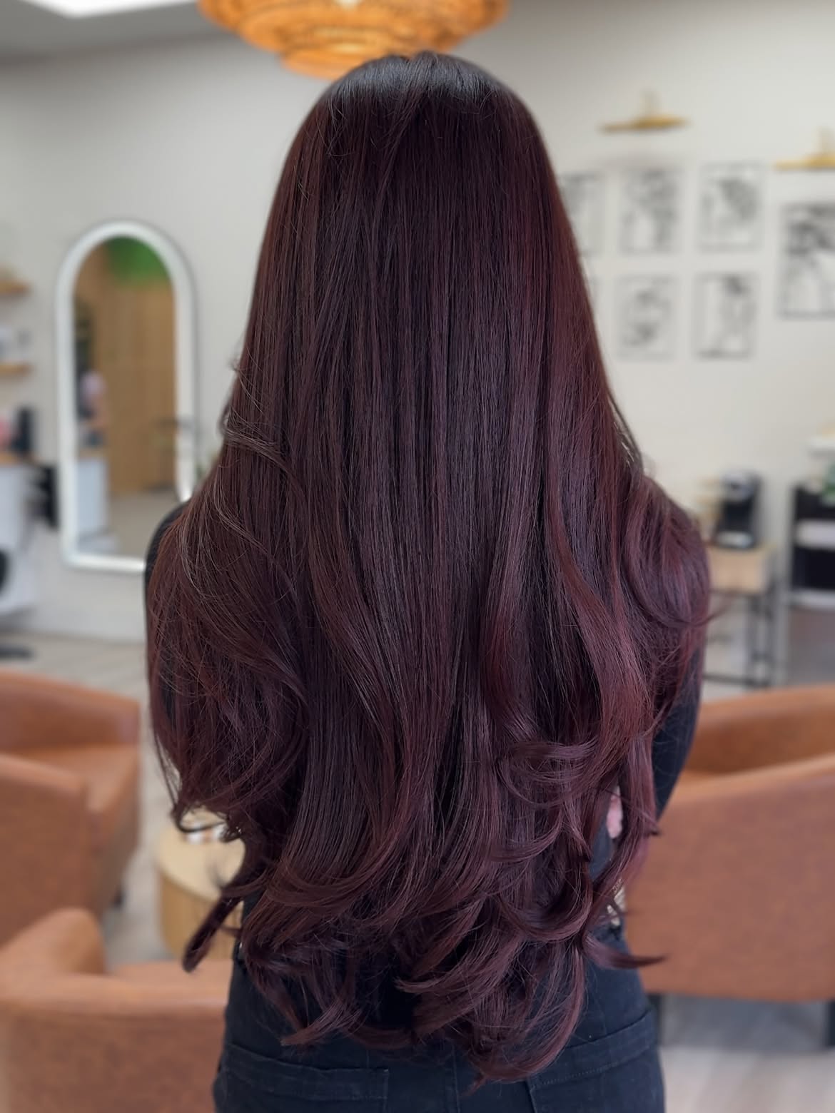 Deep Cherry Red Waves With Subtle Layers