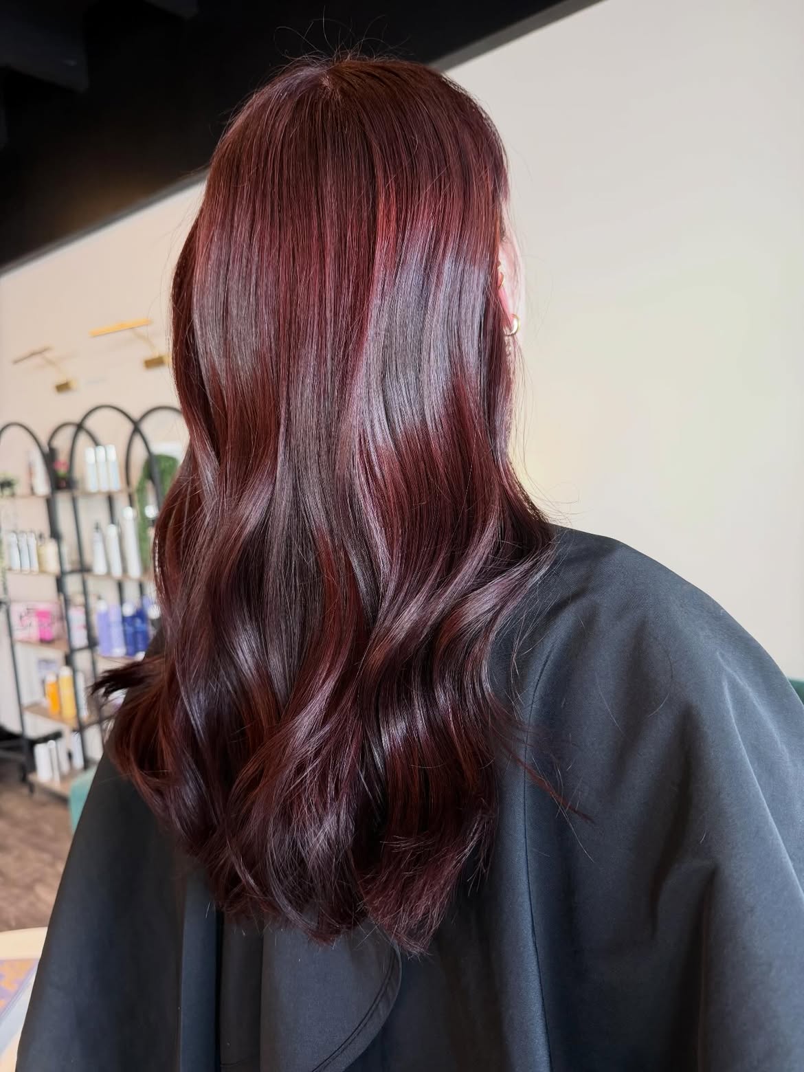 Deep Cherry Red Waves With Subtle Red Highlights
