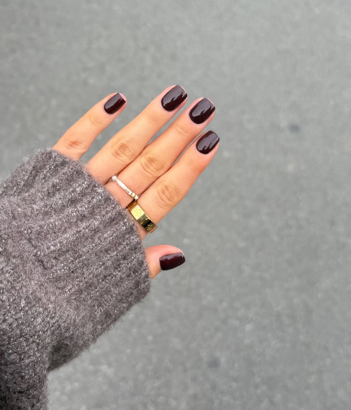 Deep Chocolate Glossy Square Nails