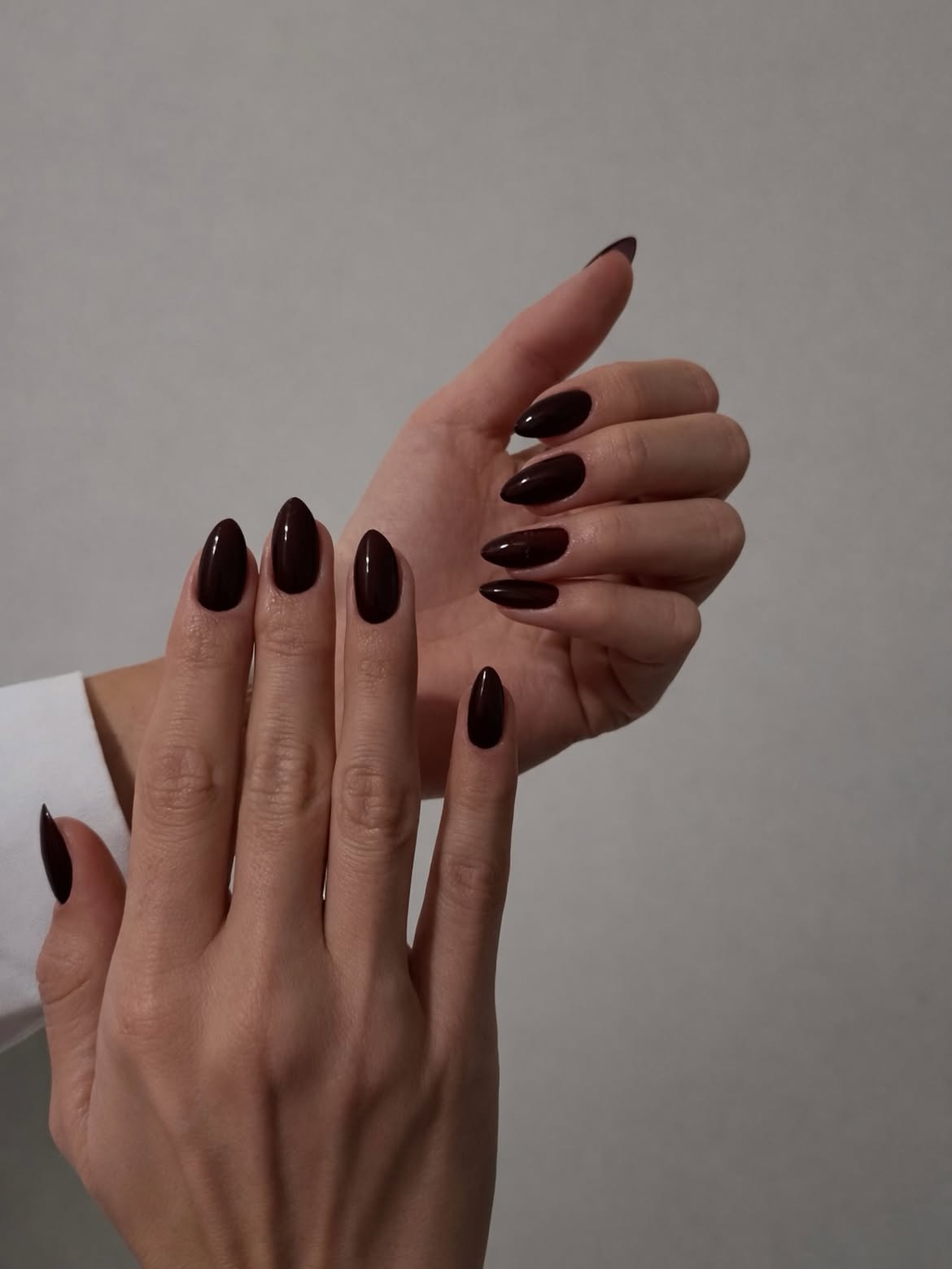 Deep Espresso Glossy Almond Nails