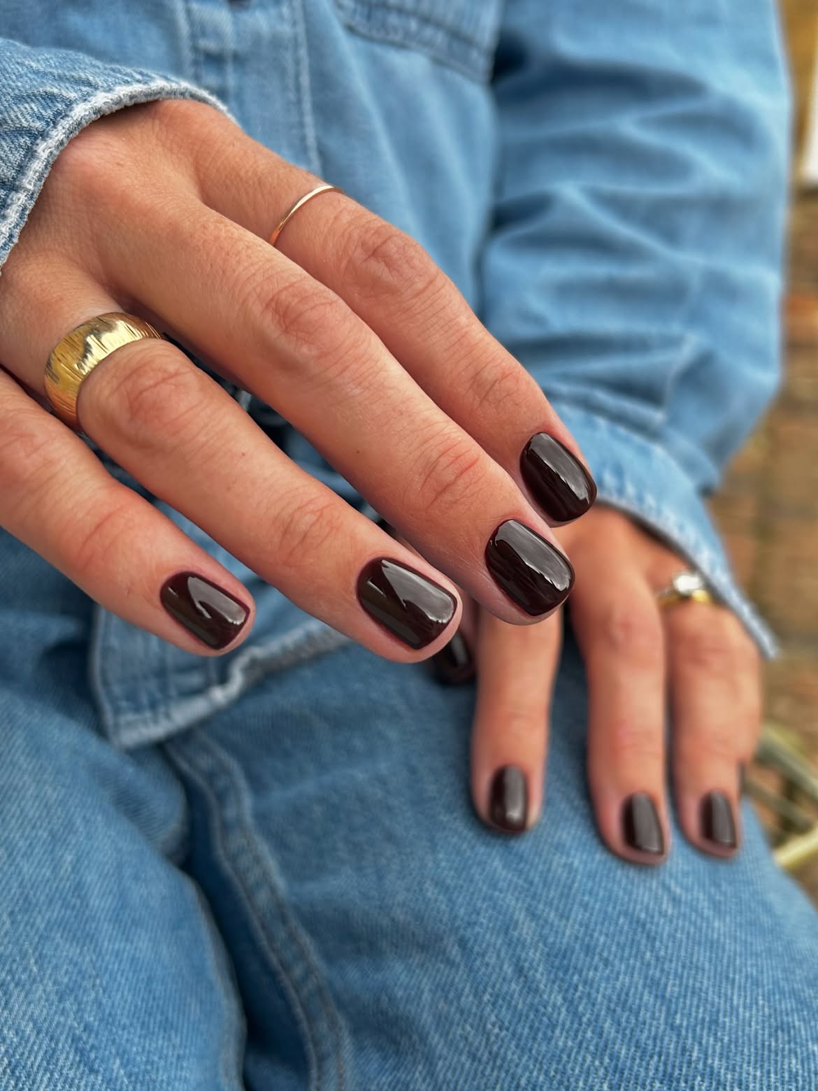 Deep Espresso Glossy Short Square Nails