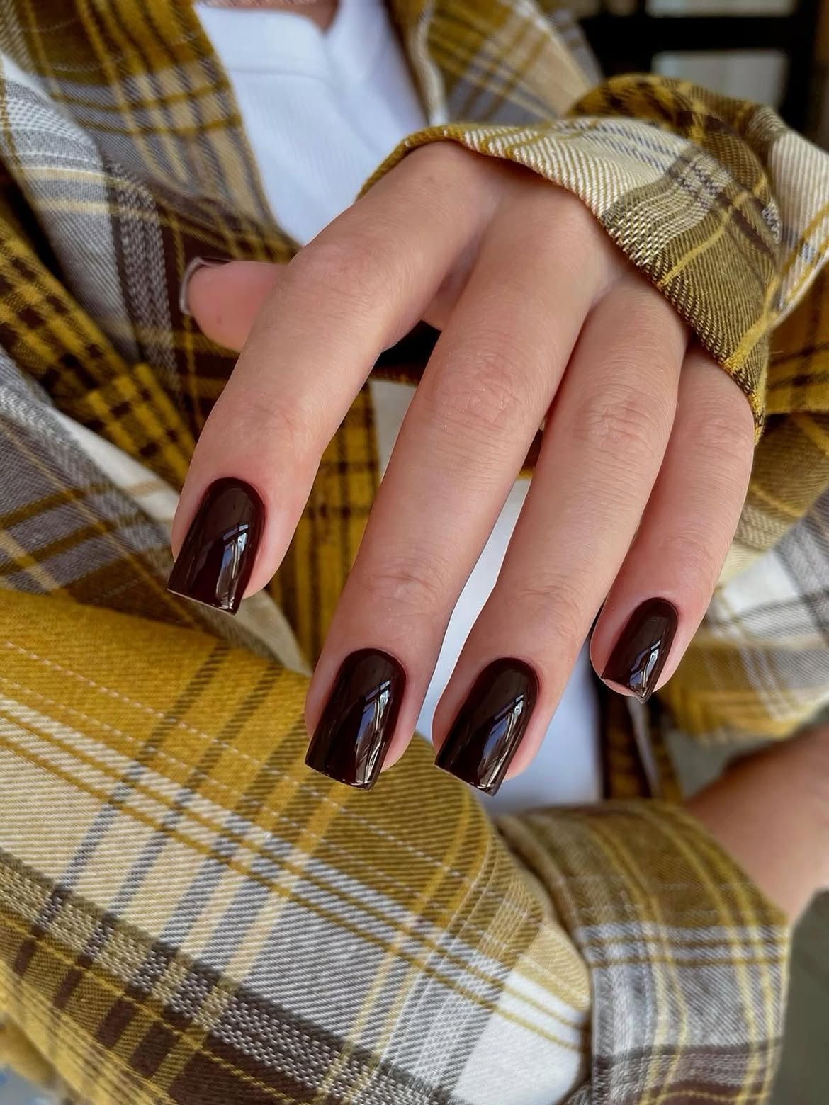 Deep Espresso Glossy Square Nails
