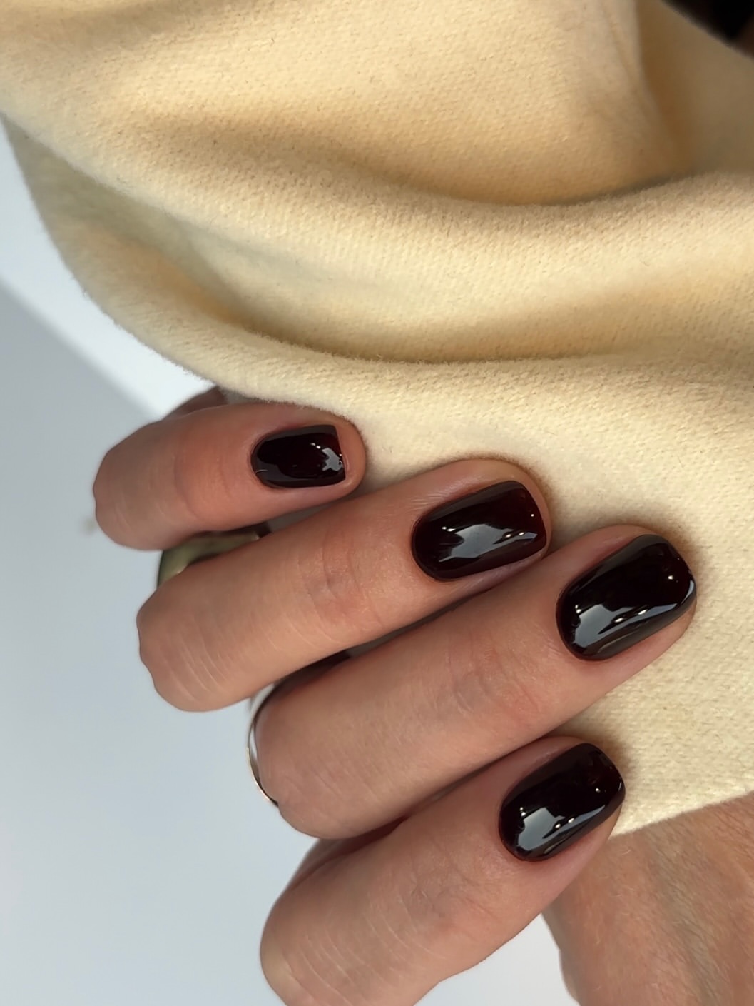 Deep Espresso High Gloss Short Nails