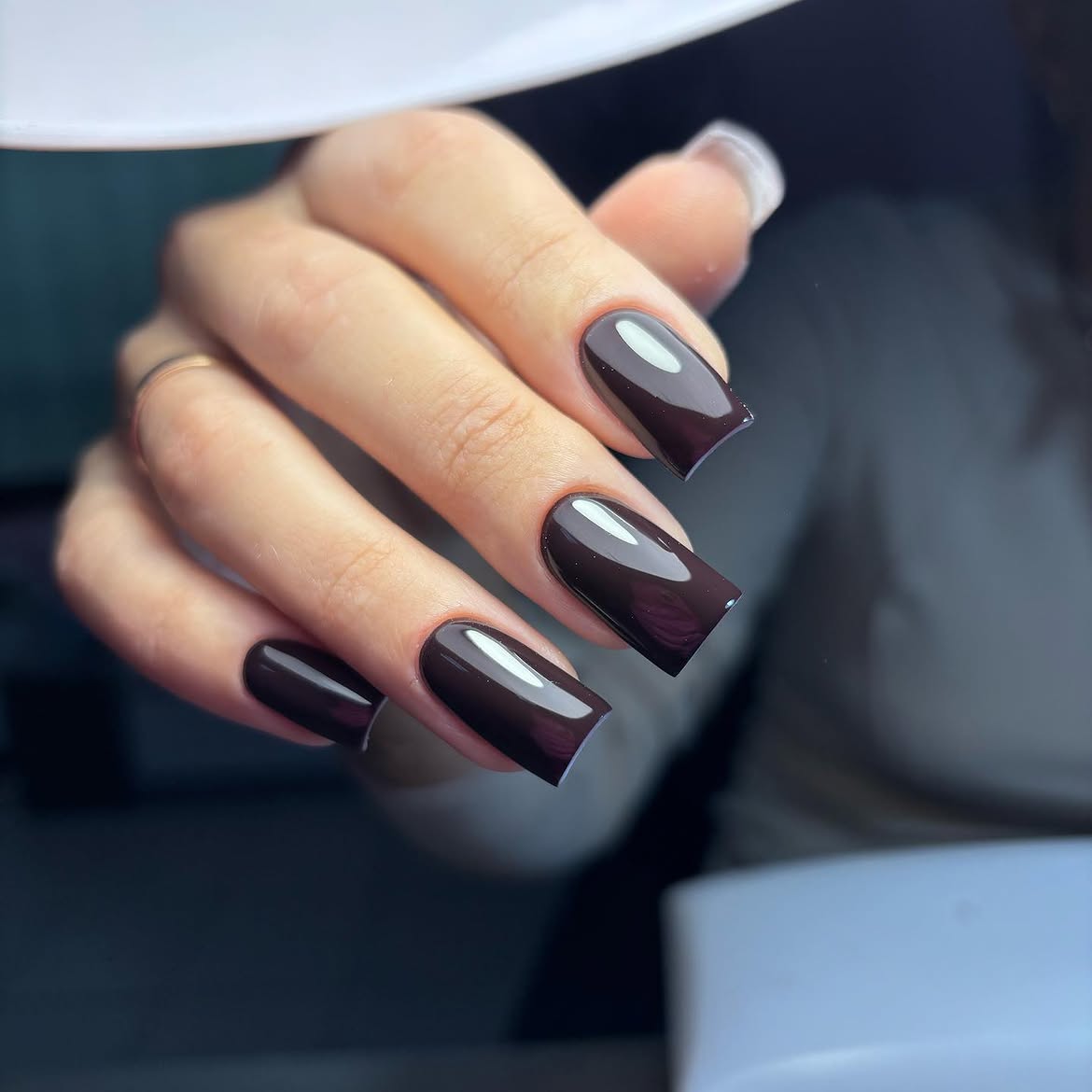Deep Espresso High Gloss Square Nails