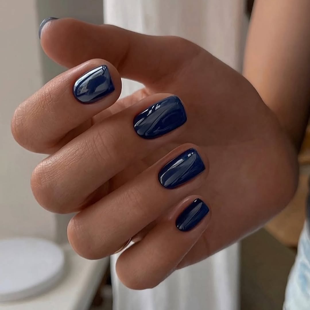 Deep Indigo High Gloss Square Nails