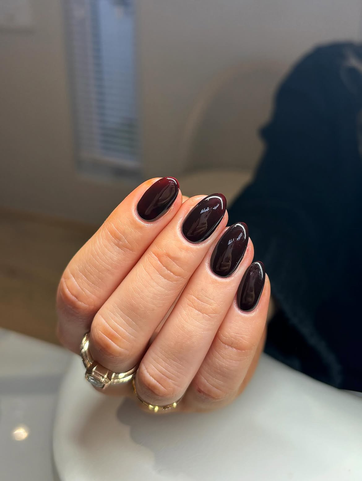 Deep Merlot Oval Glossy Nails
