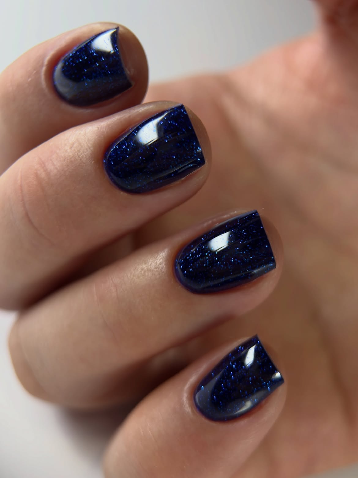 Deep Midnight Glitter Square Nails