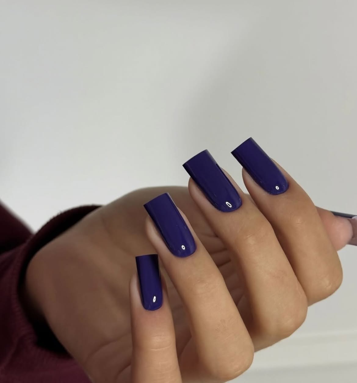Deep Plum Glossy Square Acrylic Nails