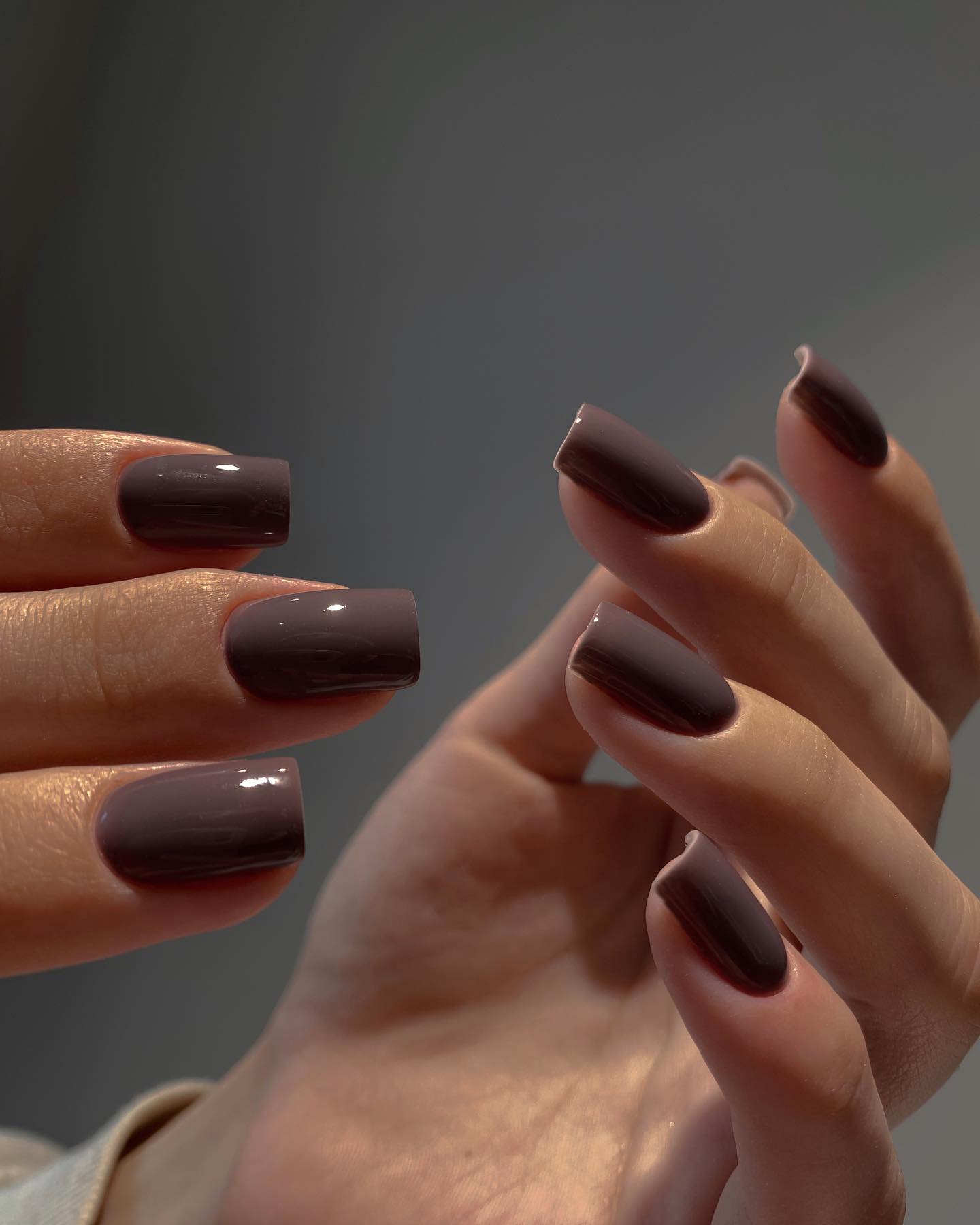 Deep Plum Glossy Square Nails