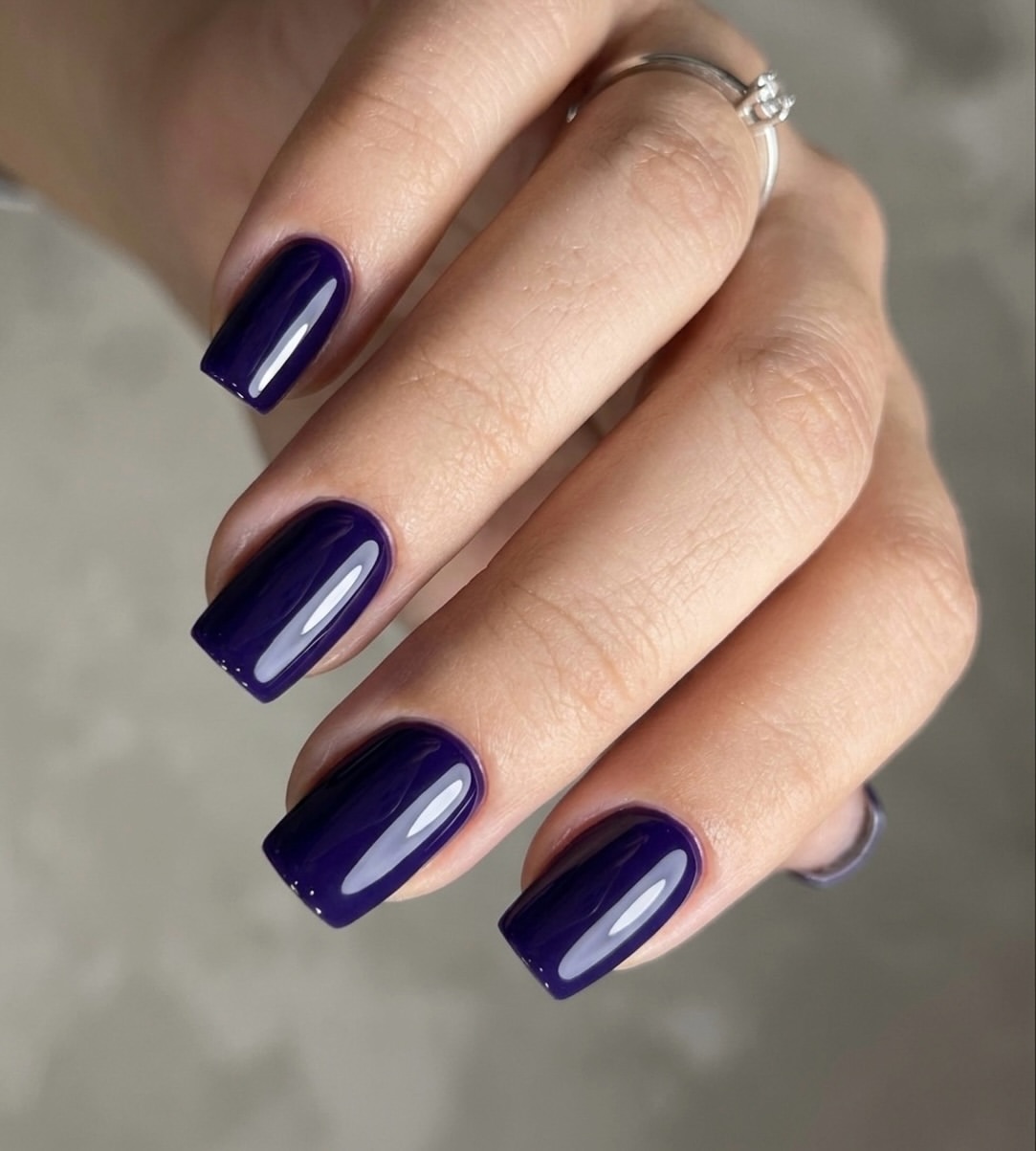 Deep Plum Glossy Square Nails