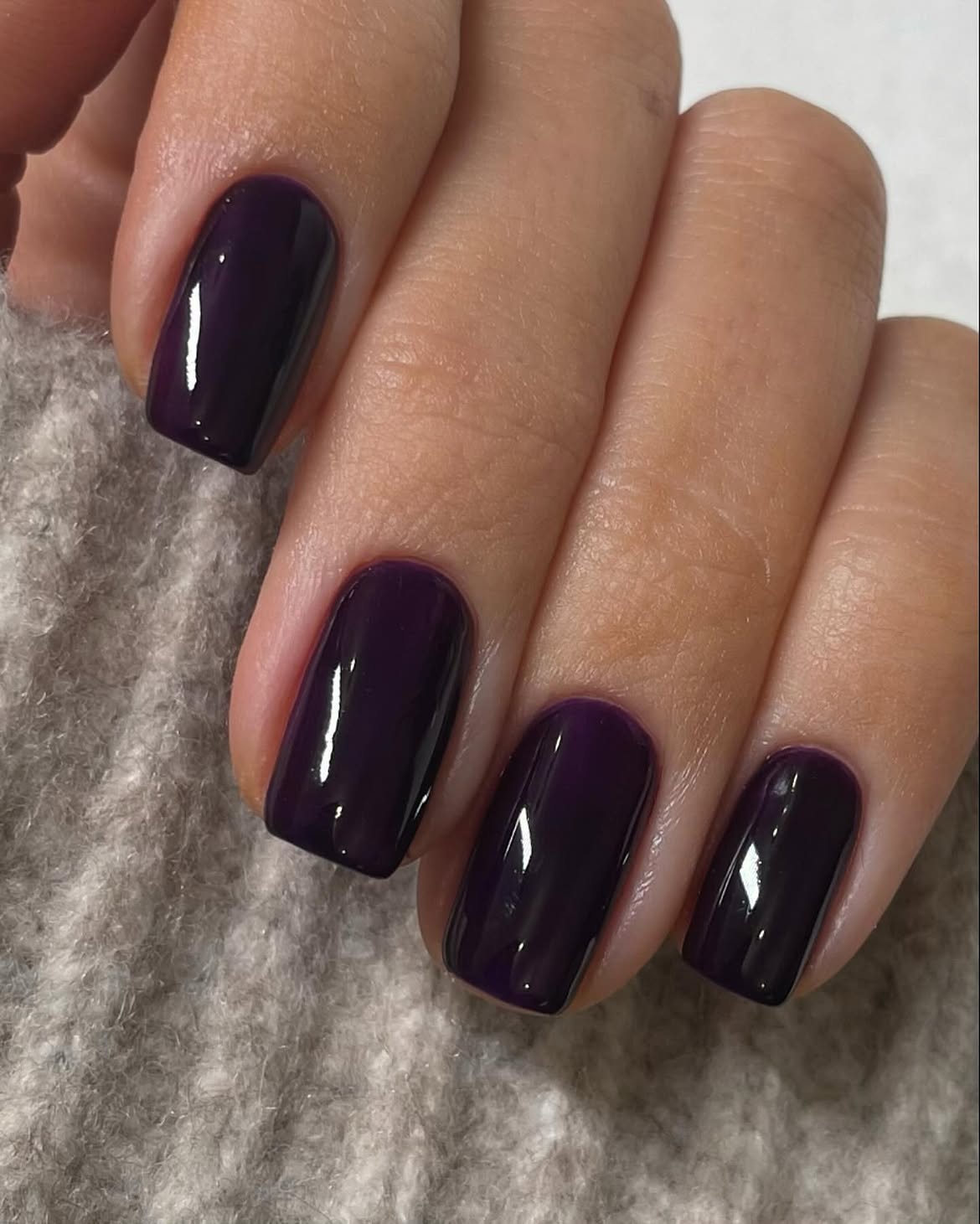 Deep Plum High Gloss Short Squoval Nails