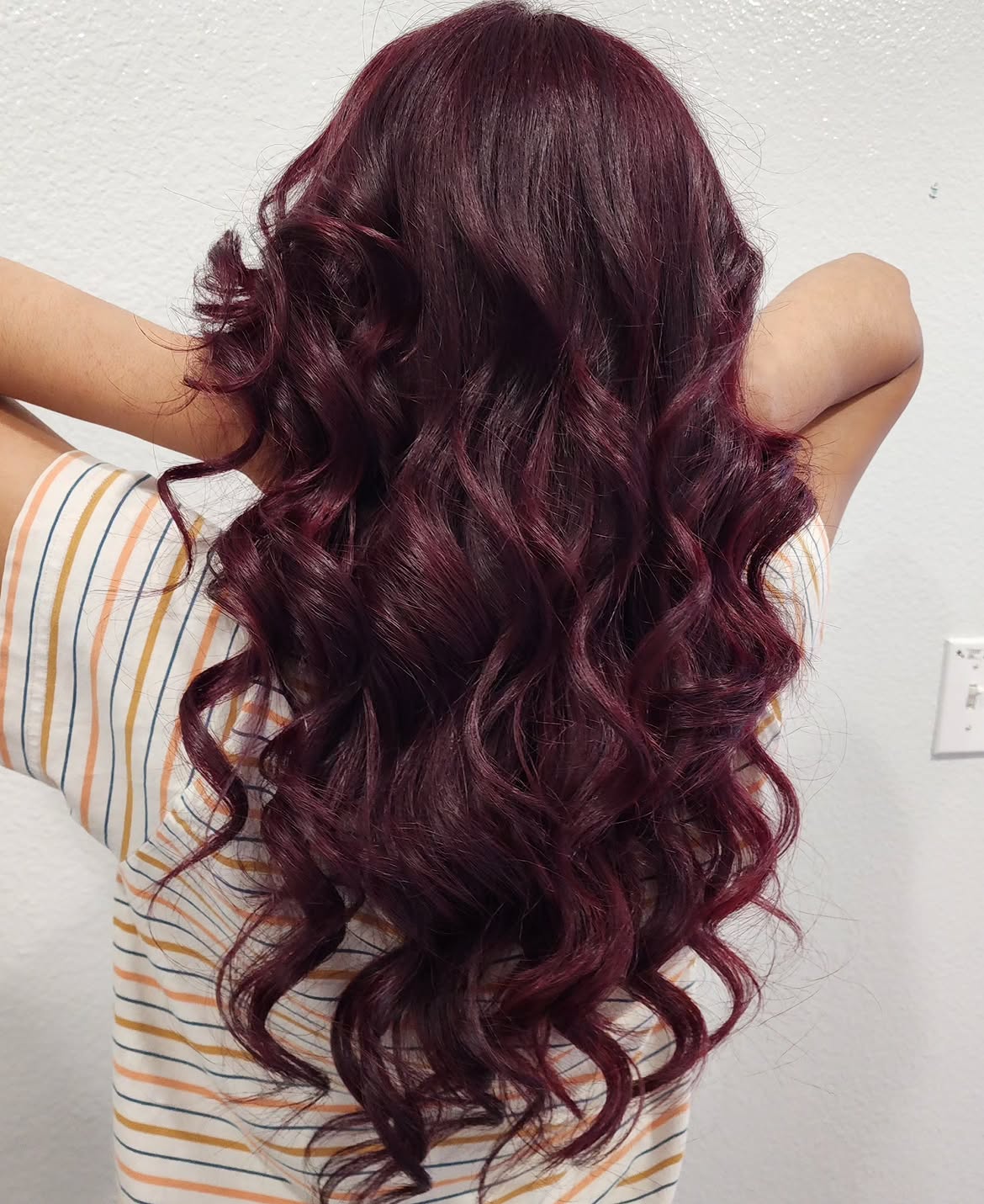 Deep Plum Red Waves With Glossy Finish