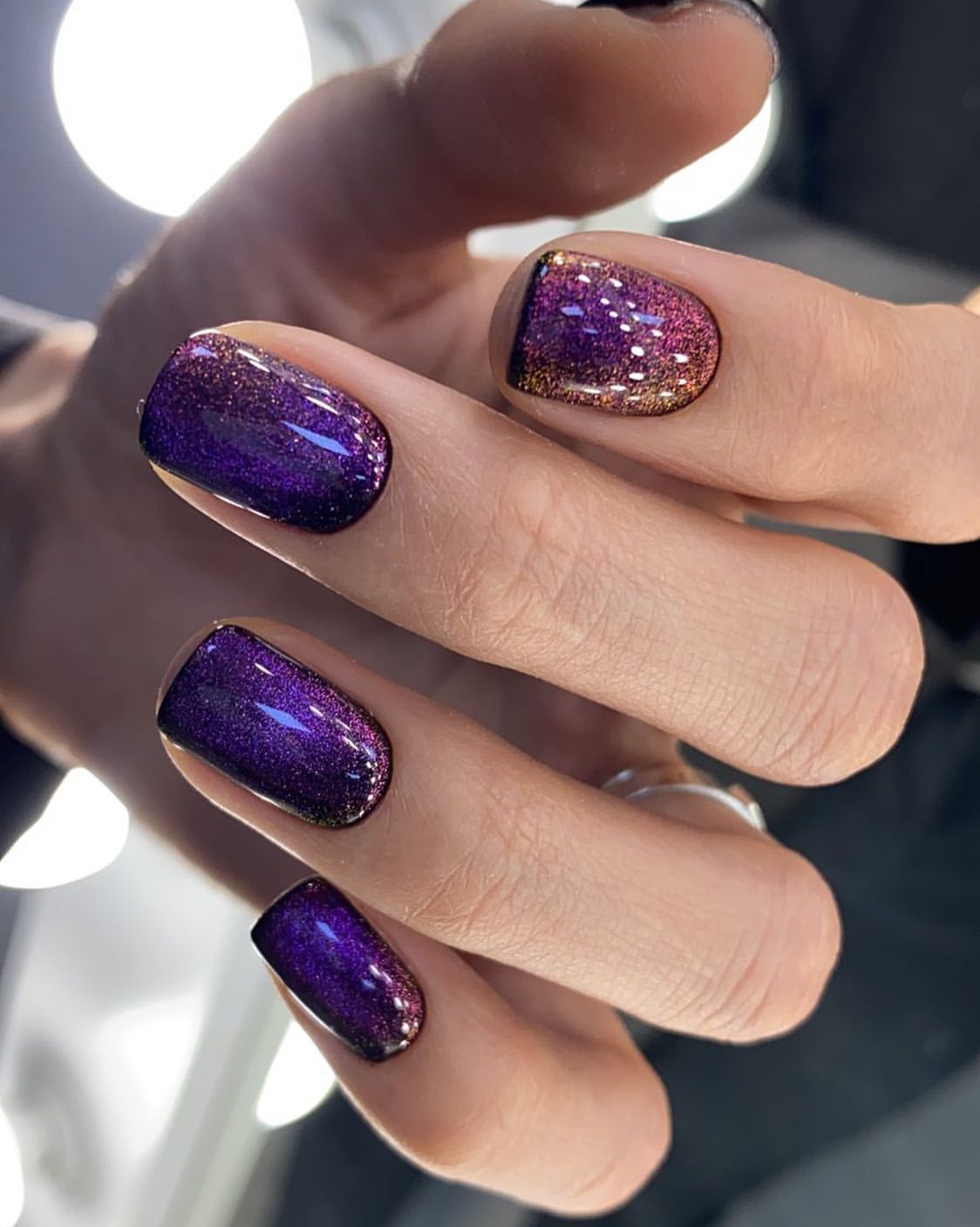 Deep Purple Cat Eye Gradient With Gold French