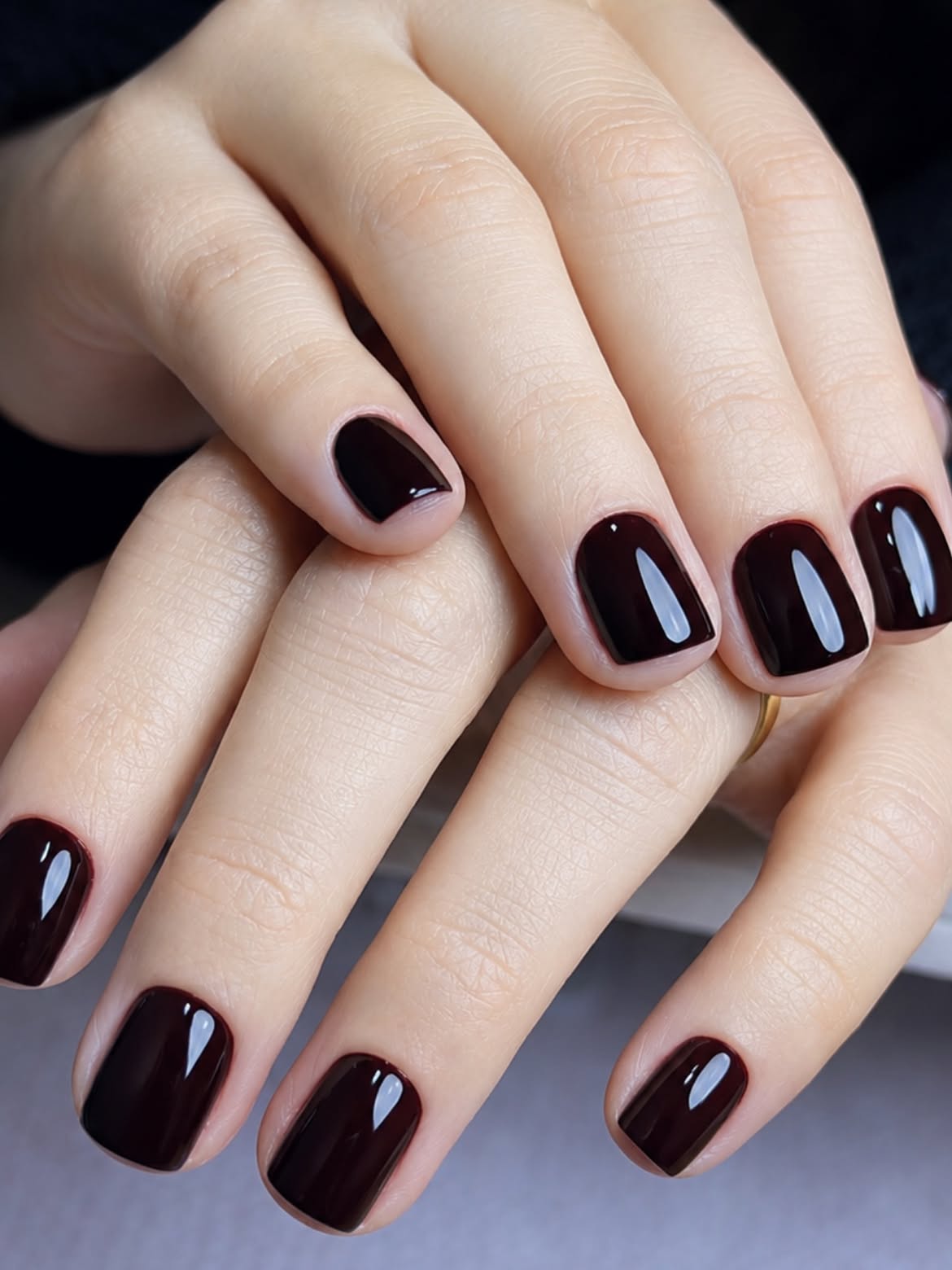 Deep Wine Glossy Short Squoval Nails