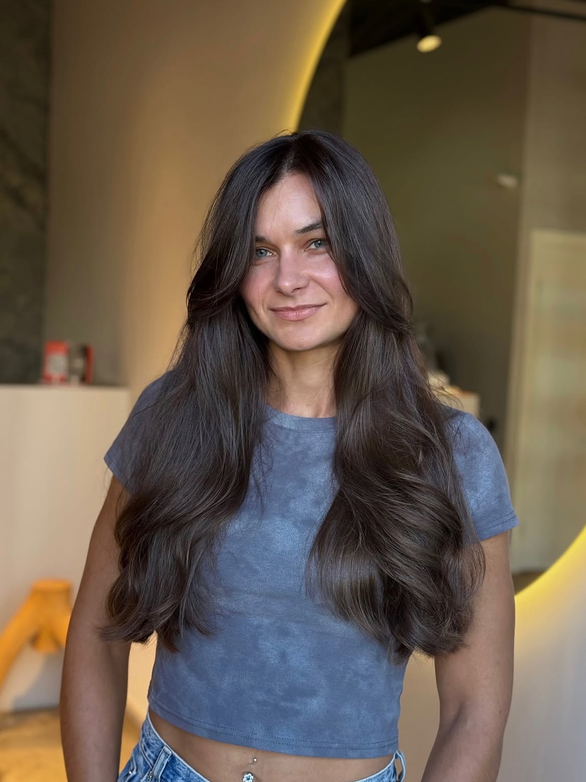 Effortless Brunette Waves With Face Framing Layers