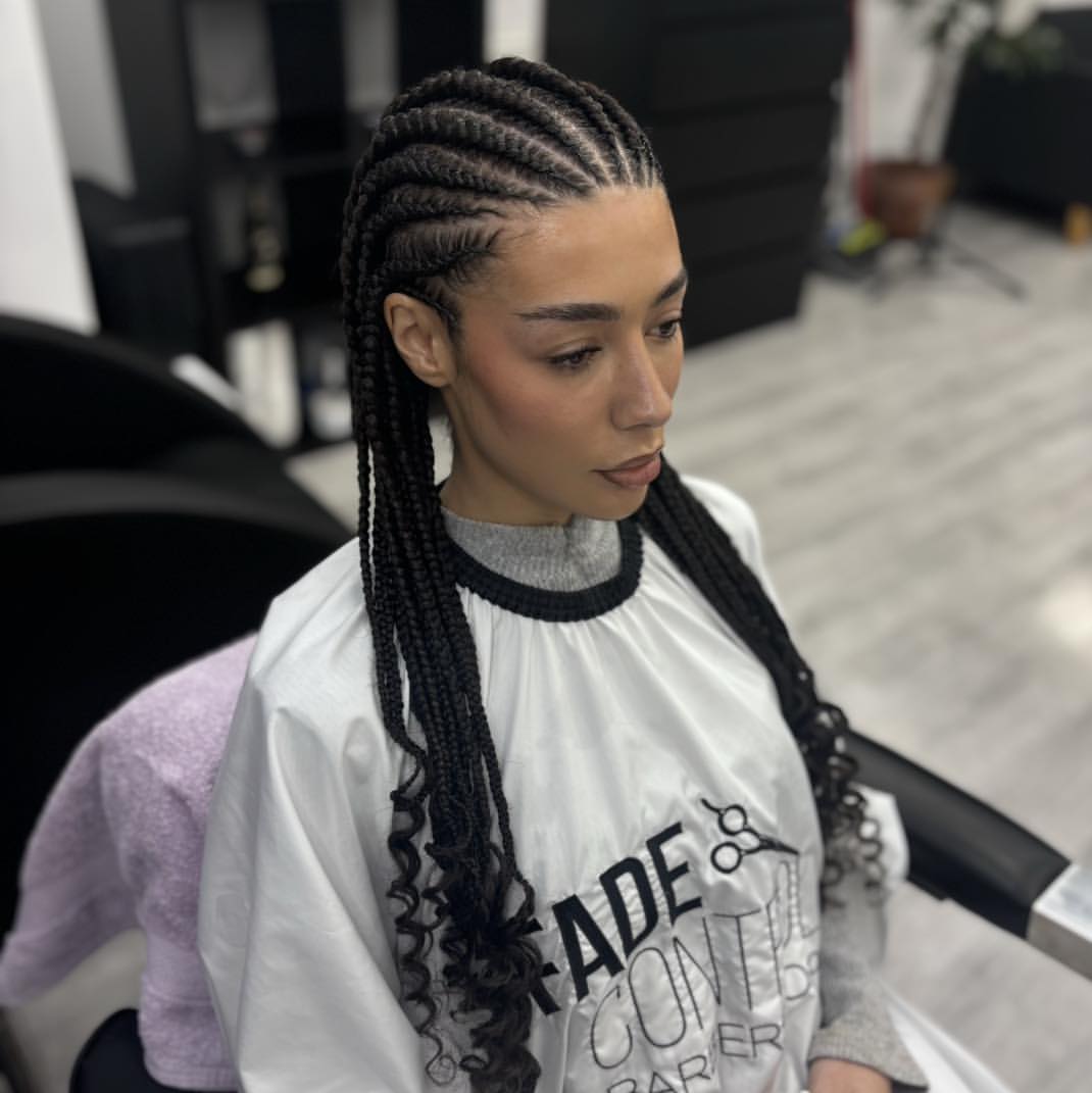 Elegant Fulani Braids With Curly Ends