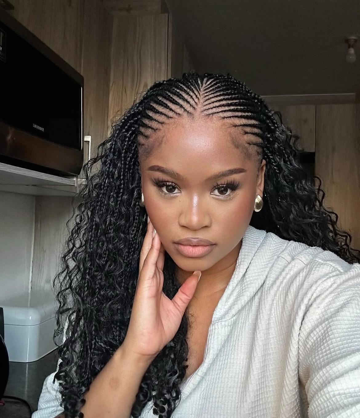 Elegant Fulani Braids With Loose Curly Ends