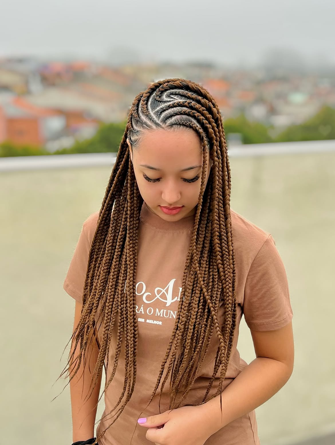 Elegant Fulani Braids with Swooping Side Part