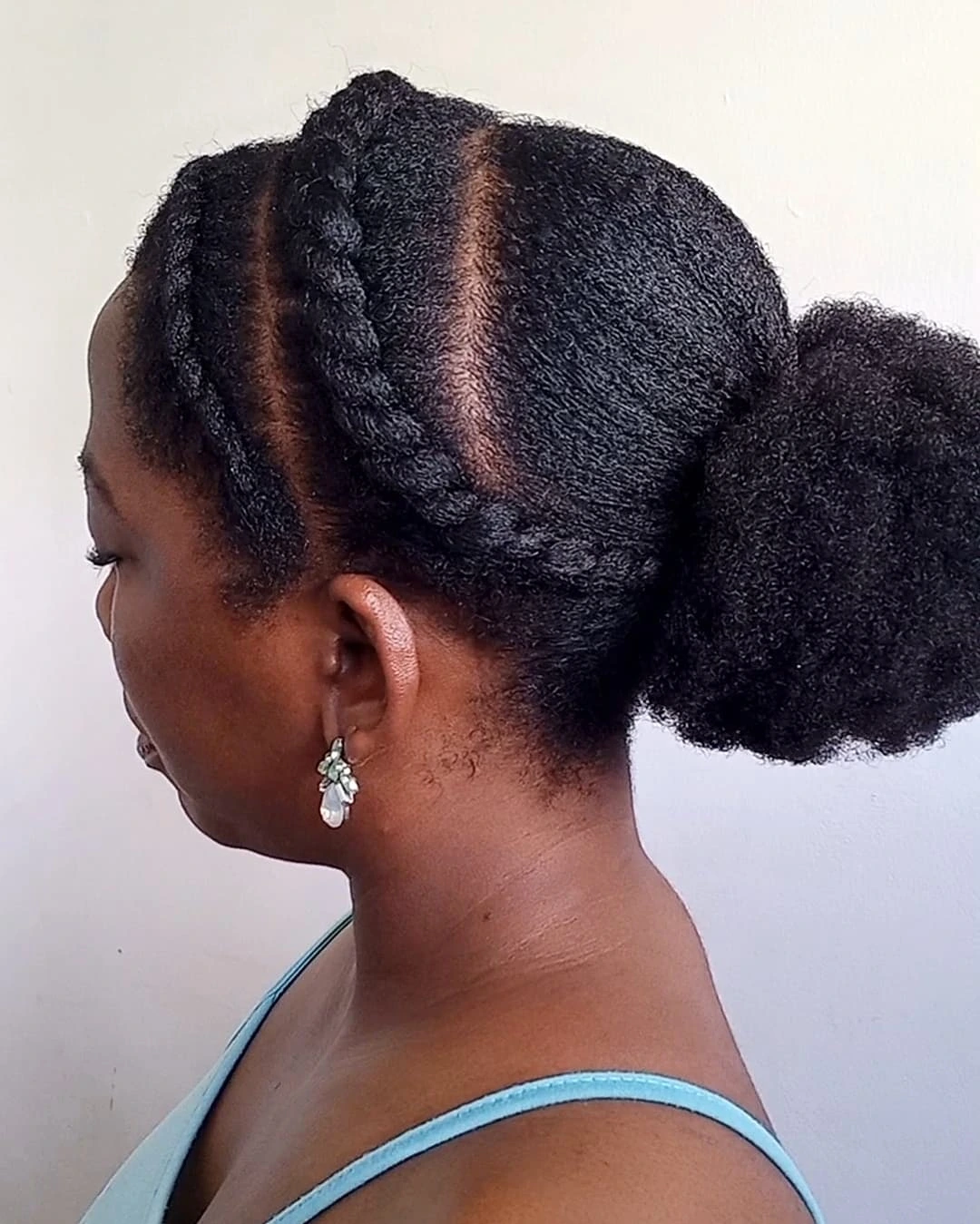 Elegant Plaited Crown With Natural Afro Puff